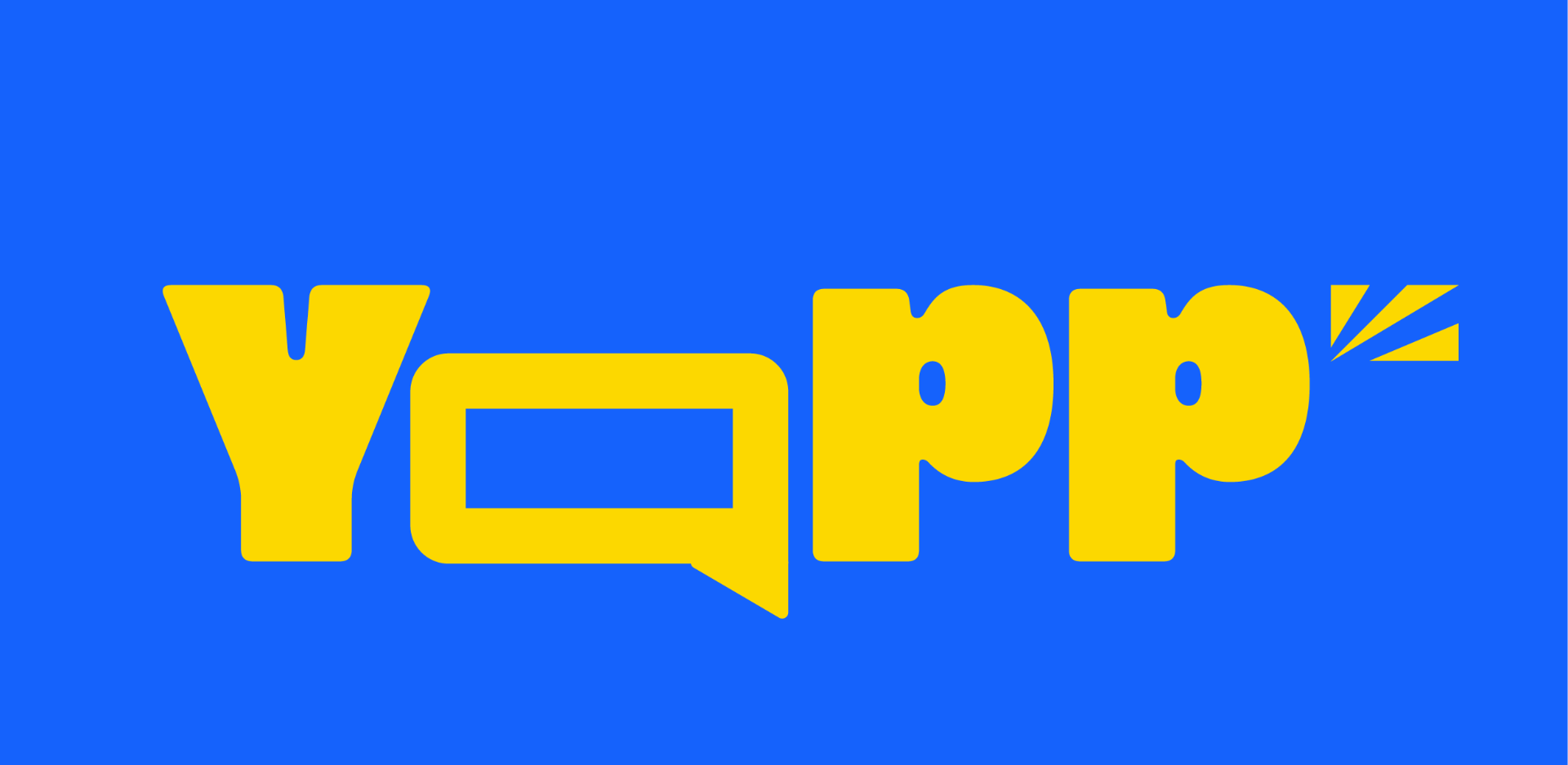 YAPP — primary wordmark, yellow on blue
