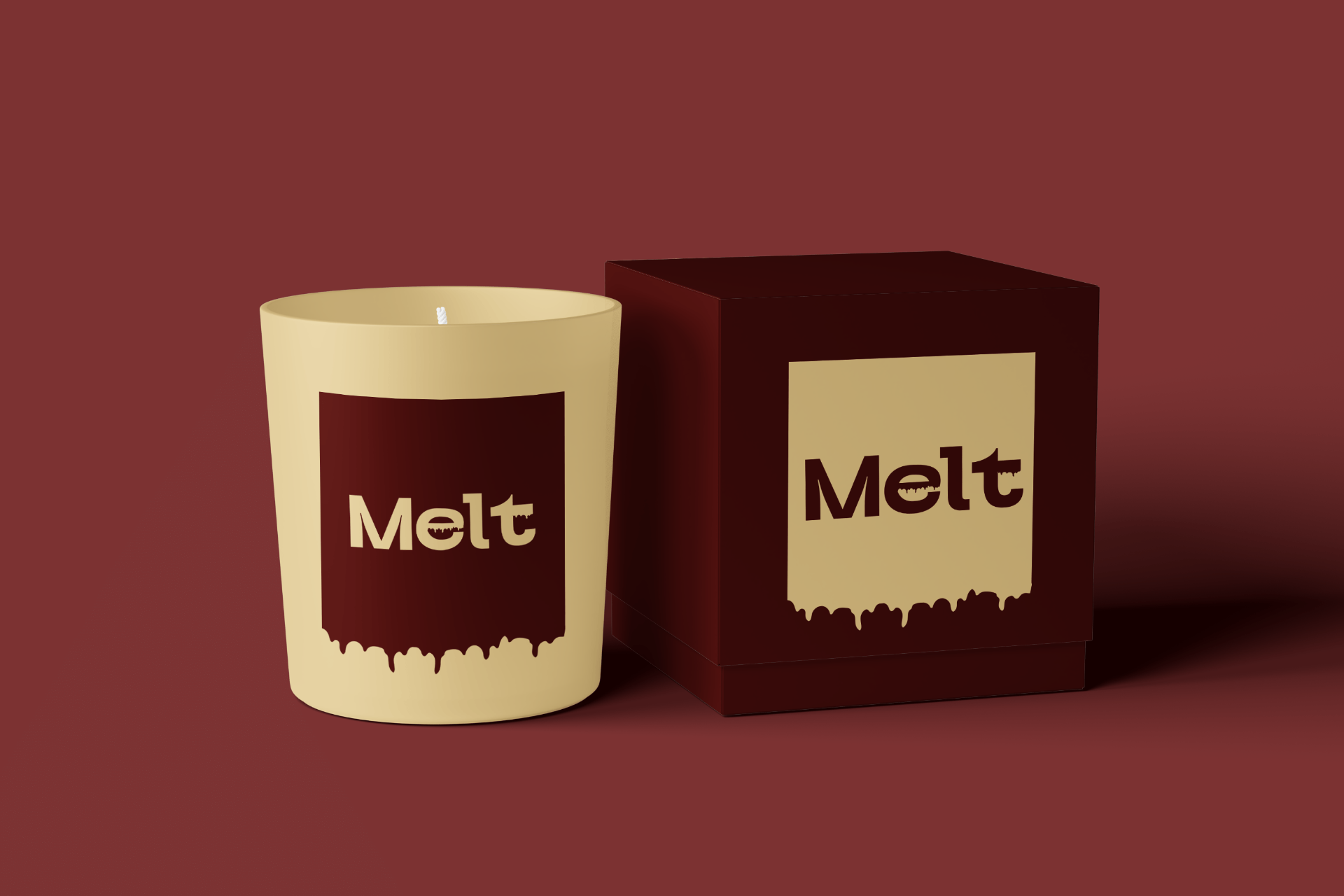 Melt candle with packaging — editorial shot