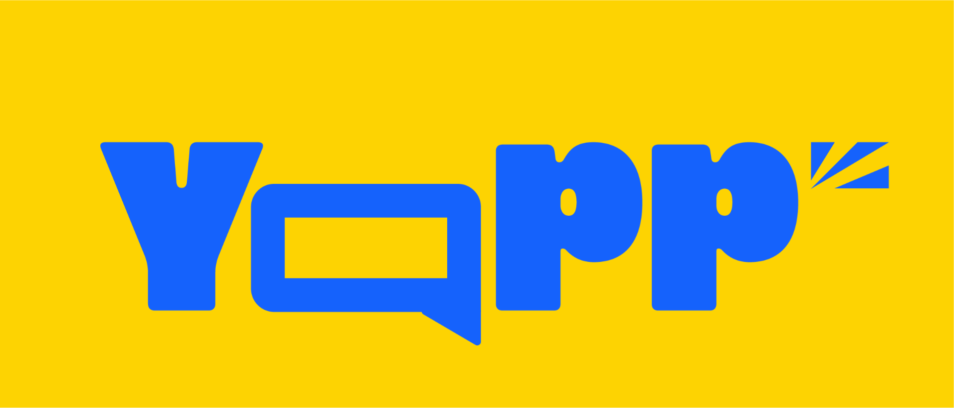 YAPP — inverted wordmark, blue on yellow